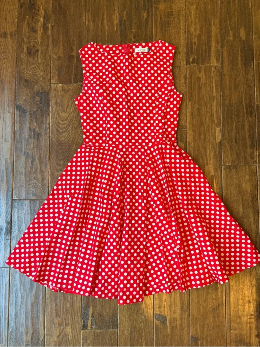 Heroecol Red White Polka Dot Vintage Swing Dress Rockabilly Retro 1950s Style - Picture 2 of 4